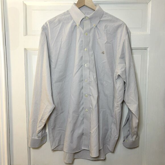 Brooks Brothers Gray Gingham‎ Check Taditional Fit Non-Iron Dress Shirt - Large - Picture 5 of 7